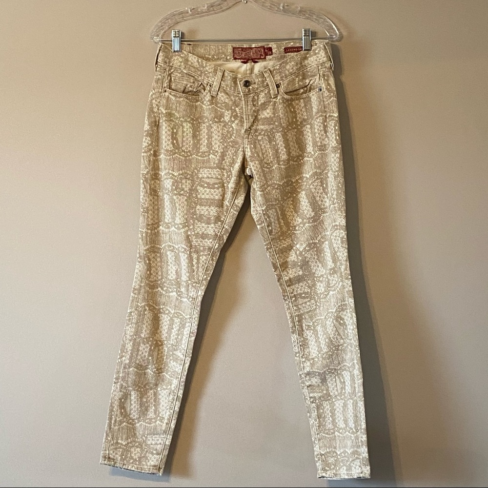 Lucky Legend Patterned Beige Skinny Jeans Low Rise